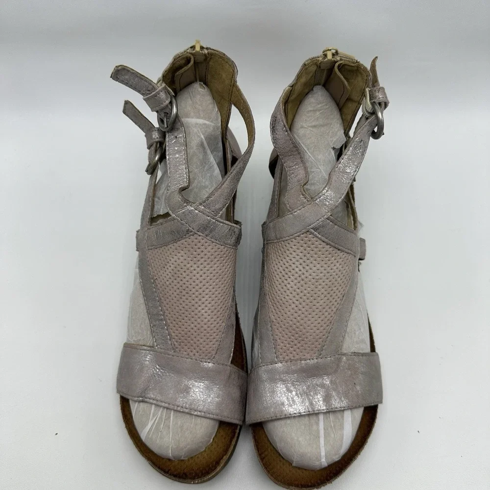Miz Mooz Sandals Sawyer‎ Wedge Gladiator Silver Size 42EU 10.5 US